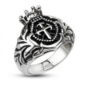 Mohutný ocelový prsten - královská koruna, křížek D2.1