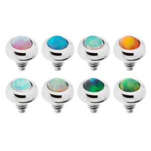 Náhradní díl do implantátu z oceli, kulička s barevným syntetickým opálem - Barva piercing: Světlá Zelená
