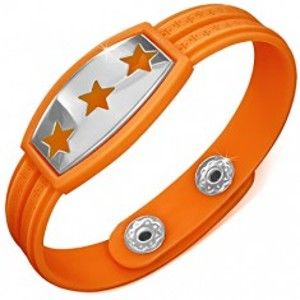 Náramek z gumy - oranžový s hvězdami a řeckým motivem AA35.18