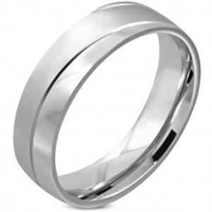 Prsten z chirurgické oceli - matný vlnitý pás, zrcadlově lesklé oblouky, 6 mm K05.17