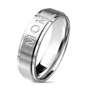 Prsten z chirurgické oceli s nápisem MOM, stříbrná barva, 6 mm M15.19