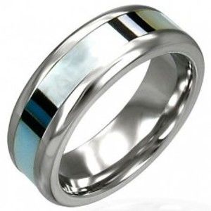 Snubní prsten z chirurgické oceli s perletí  D7.4