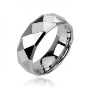 Prsten z wolframu s lesklým broušeným povrchem stříbrné barvy, 8 mm Z37.11