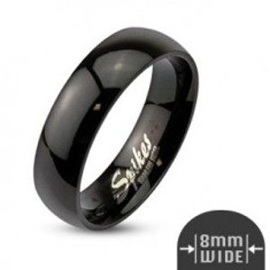 Ocelový prsten černé barvy, lesklý a hladký povrch, 8 mm SP52.05