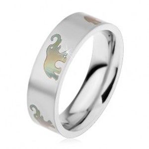 Ocelový prsten s matným povrchem a motivem se slony, 6 mm H5.16