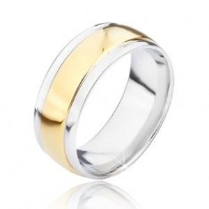 Ocelový prsten s vystouplým zlatým středovým pásem L7.07
