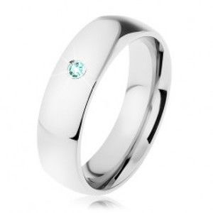 Ocelový prsten ve stříbrném odstínu se vsazeným zirkonem tyrkysové barvy HH11.1