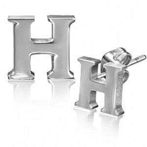 Ocelové náušnice - tvar písmene H, puzetky W23.11