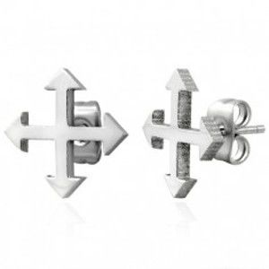 Ocelové náušnice ve stříbrném odstínu - čtyři světové strany X12.07