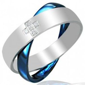 Ocelový dvojprsten, modro-stříbrný F8.1