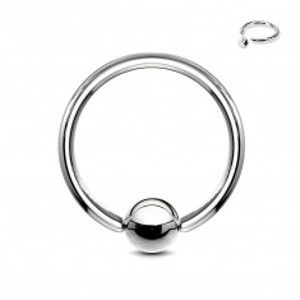 Ocelový piercing - kroužek a kulička stříbrné barvy, tloušťka 0,8 mm S38.28