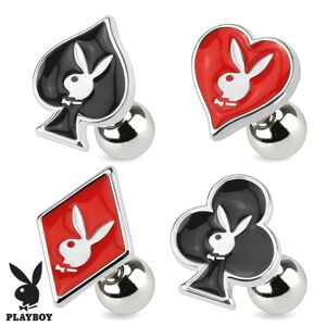 Ocelový piercing do tragu, symboly hracích karet, Playboy - Symbol: Srdce