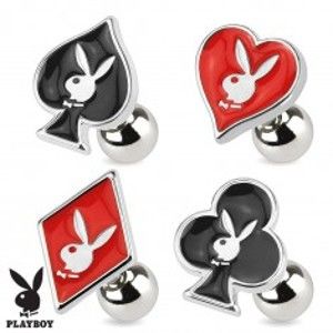 Ocelový piercing do tragu, symboly hracích karet, Playboy PC09.11/12/14/15