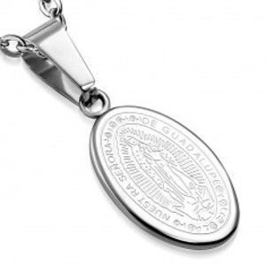 Ocelový přívěsek - medailon s Pannou z Guadalupe AA28.05