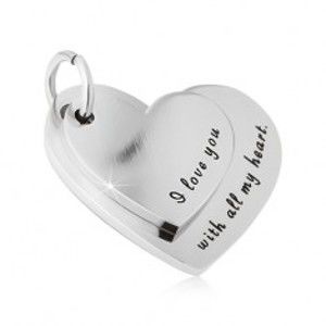 Ocelový přívěsek - větší a menší srdce s vyznáním lásky S44.22