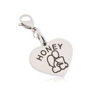Ocelový přívěsek na klíčenku, srdce s nápisem HONEY, zamilovaná dvojice AA43.30