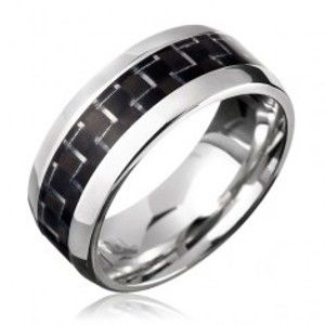 Ocelový prsten - černý karbonový pásek C21.12
