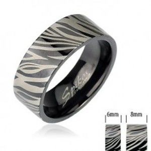 Ocelový prsten - černá zebra J1.4/J2.4