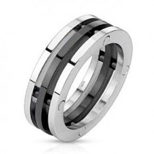 Ocelový prsten - oddělené obruče dvou barev L3.08