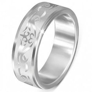 Ocelový prsten - matný s lesklým kmenovým vzorem K18.2