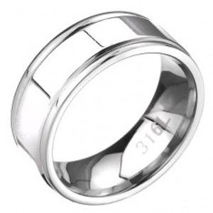 Ocelový prsten - obroučka se dvěma zářezy po okrajích, plochá C25.1