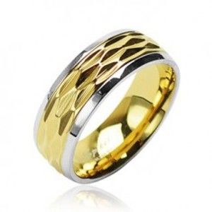 Ocelový prsten - zvlněný motiv zlaté barvy H11.2/H11.3/H11.4