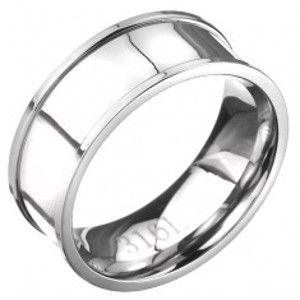 Ocelový prsten - stříbrná obroučka s vyvýšeným lemem C25.2