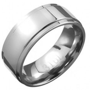 Ocelový prsten - stříbrná obroučka se středovým pásem C25.3