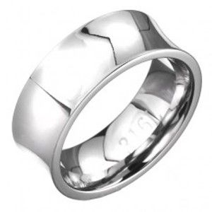 Ocelový prsten - zrcadlově lesklý s prohlubní, stříbrný C25.8