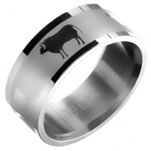 Ocelový prsten 316L - hladká obroučka s motivem býka C24.10