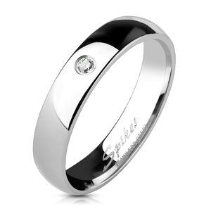 Ocelový prsten - čirý zirkon 4 mm - Velikost: 55