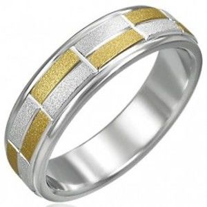 Dámský prsten dvoubarevný pískované obdélníky malé D1.2