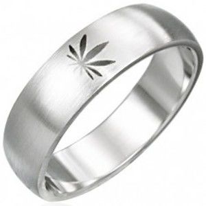 Ocelový prsten s motivem marihuany D6.15