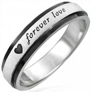 Ocelový prsten s černými kraji, Forever Love BB4.19