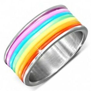 Ocelový prsten s barevnými gumovými proužky BB4.8