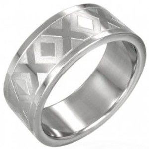 Ocelový prsten stříbrné barvy se vzorem X, 8 mm D3.12