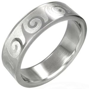Ocelový prsten s motivem vlnek - Velikost: 54