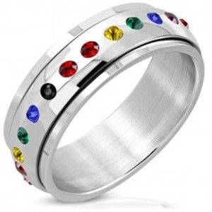 Ocelový prsten s otáčivým barevným středem D5.10