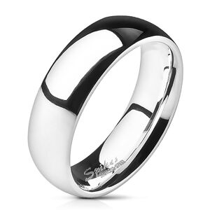 Ocelový prsten - stříbrný, hladký, lesklý, 6 mm - Velikost: 56