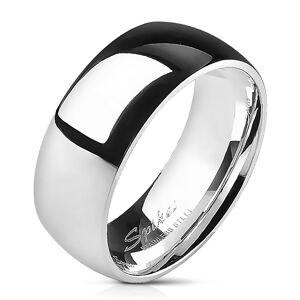 Ocelový prsten - stříbrný, hladký, lesklý, 8 mm - Velikost: 60