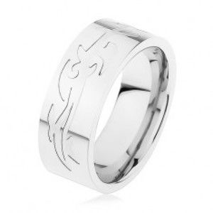 Ocelový prsten, stříbrná barva, gravírovaný tribal vzor HH4.16