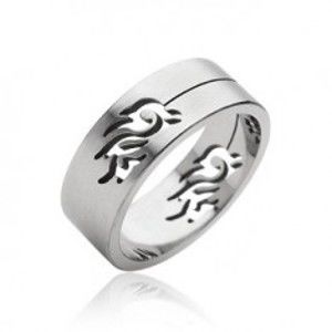 Ocelový prsten symbol Tribal  - Velikost: 62