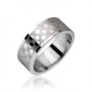 Ocelový prsten, vzor šachovnice J4.6/J5.6
