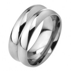 Ocelový prsten z oceli 316L, efekt dvou obrouček, 8 mm BB08.04