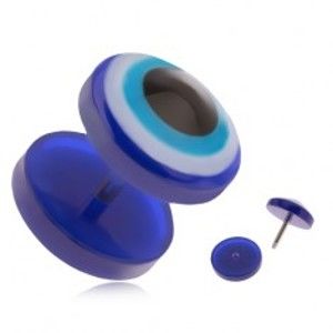 Okrouhlý akrylový fake plug do ucha, modré oko N9.29