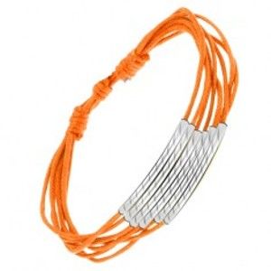 Oranžový šňůrkový náramek, lesklé rourky se šikmými zářezy S10.11