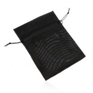 Organzový sáček na dárek, černá barva, hladký lesklý povrch