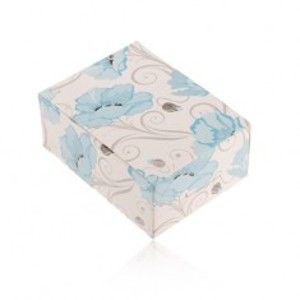 Papírová krabička na prsten a náušnice nebo řetízek, modré květy vlčího máku Y60.4