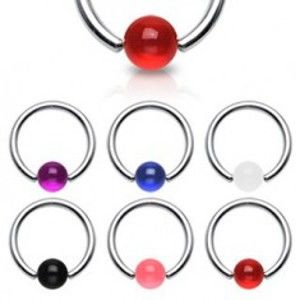 Piercing - kroužek, barevná UV kulička N29.19