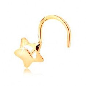 Piercing do nosu ze žlutého 14K zlata - pěticípá hvězdička s výřezem GG143.08